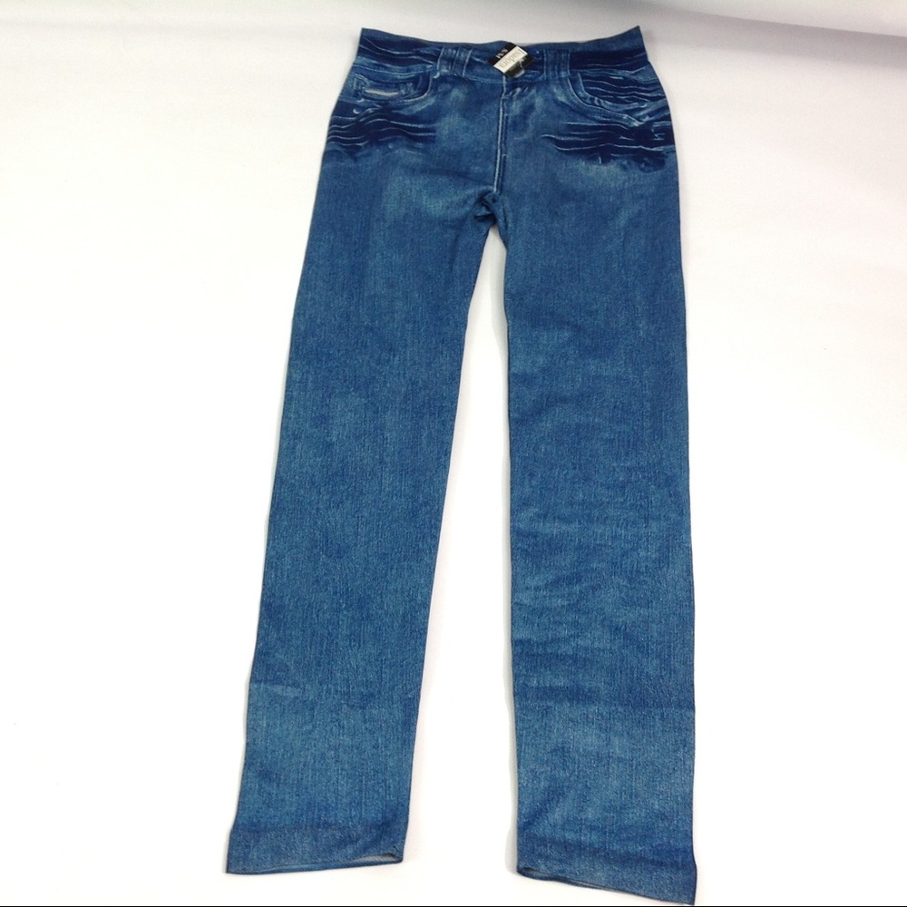 New Isadora Denim Pattern Leggings Size S/M Blue